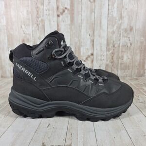 Merrell J16467W Mens Black Waterproof Hiking Boots Wide Size 9W Leather Trail